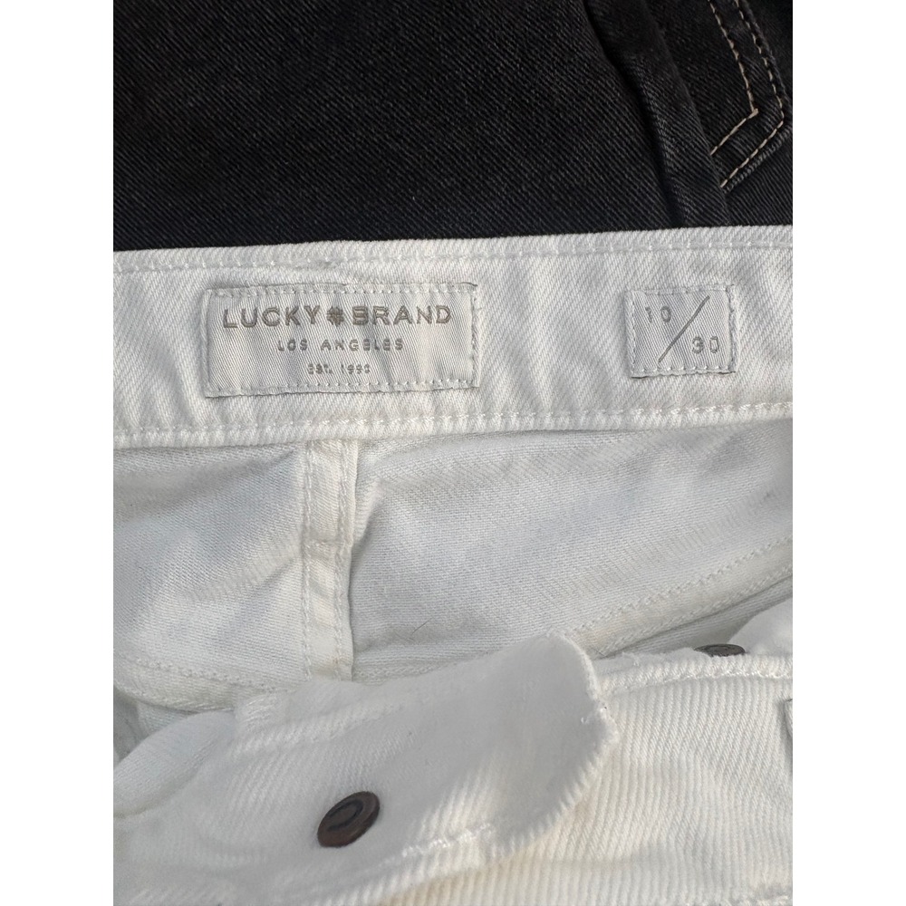 Lucky Brand 90s Loose Short White Denim Raw Hem High Rise Womens Size 10 30 - Picture 5 of 6
